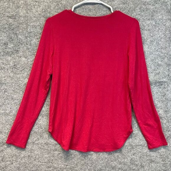 EILEEN FISHER Top Women’s Small Red Stretch Jersey Long Sleeve Crewneck T-Shirt - Picture 8 of 10